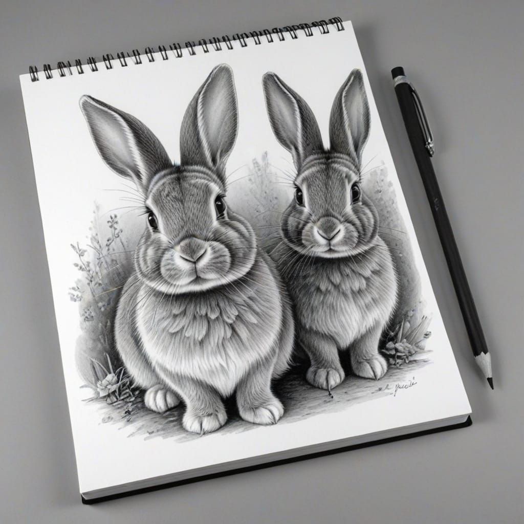 Detailed Pencil Sketches of Pets in Notepad
