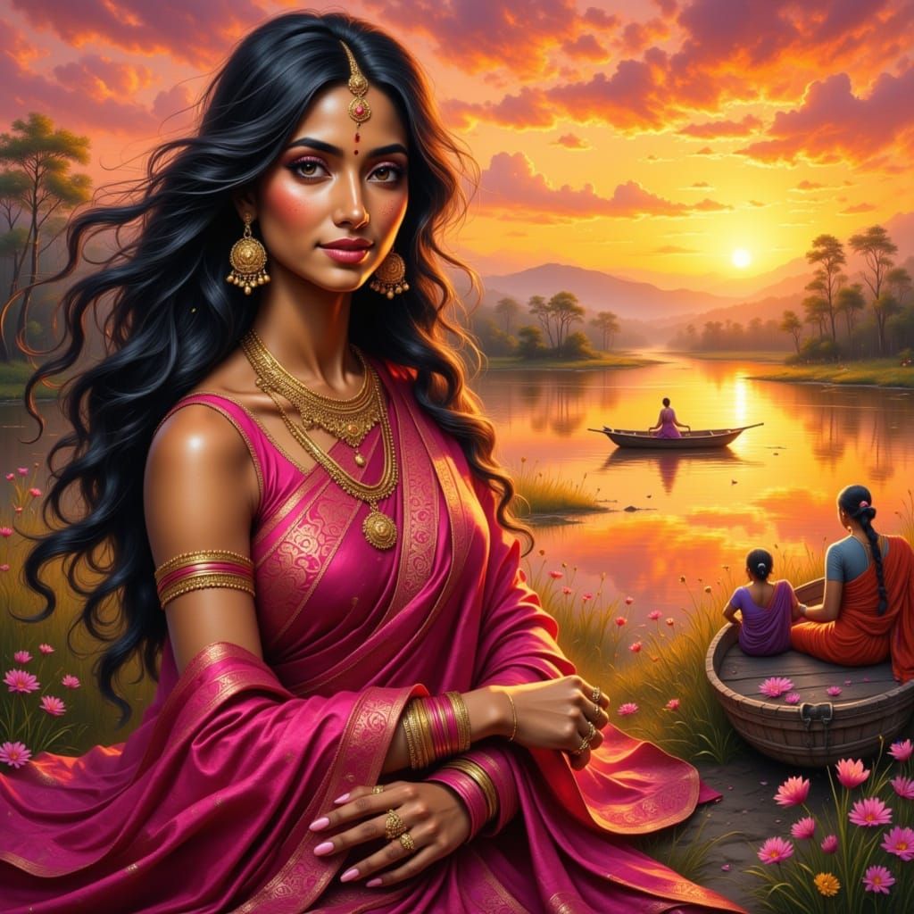 Beautiful Indian Woman in Traditional Sari