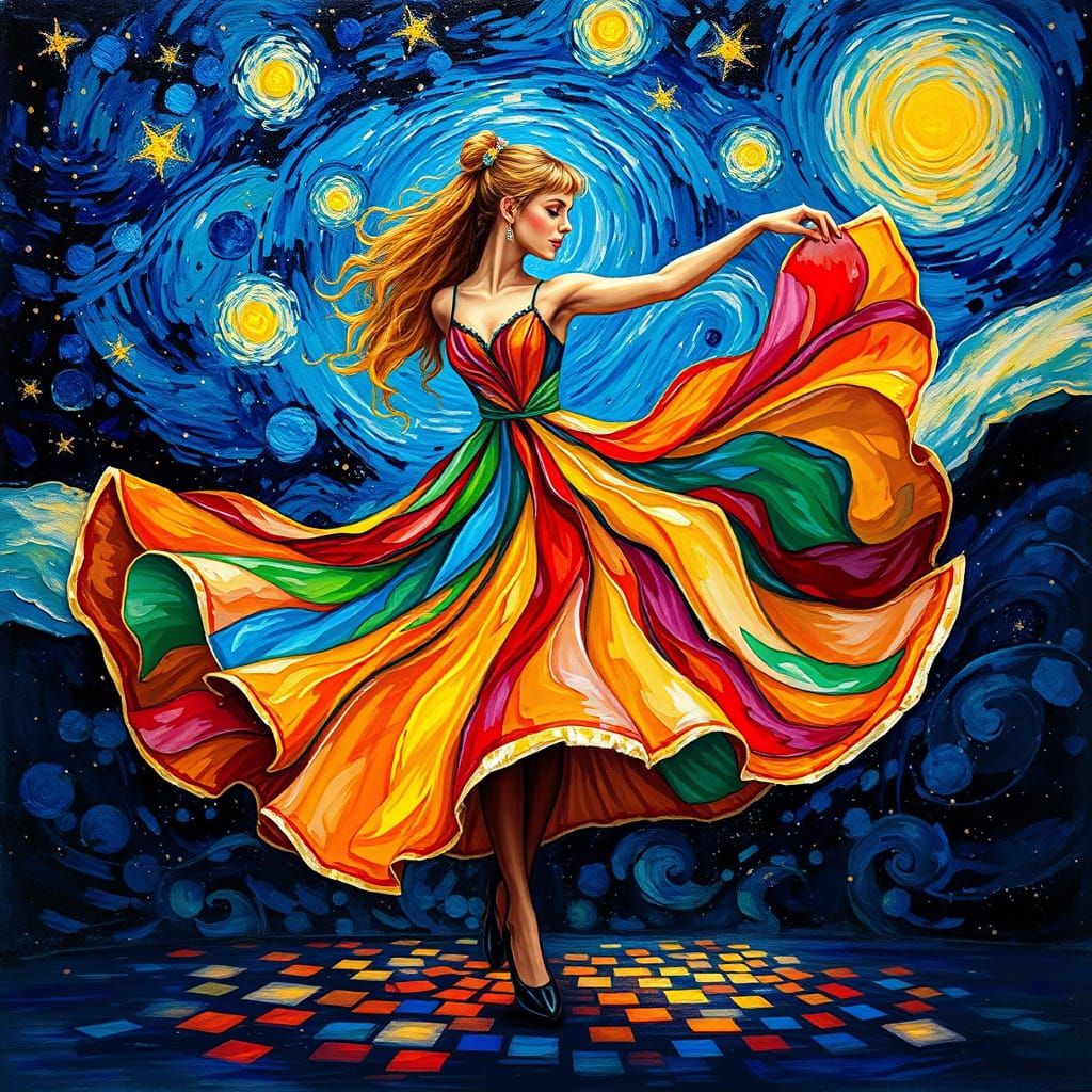 Cosmic Dancer in Vibrant Impasto Colors