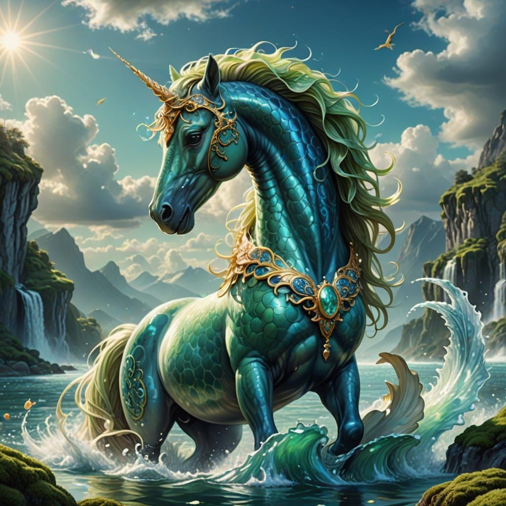 Majestic Hippocampus Concept Art in Fantasy Style