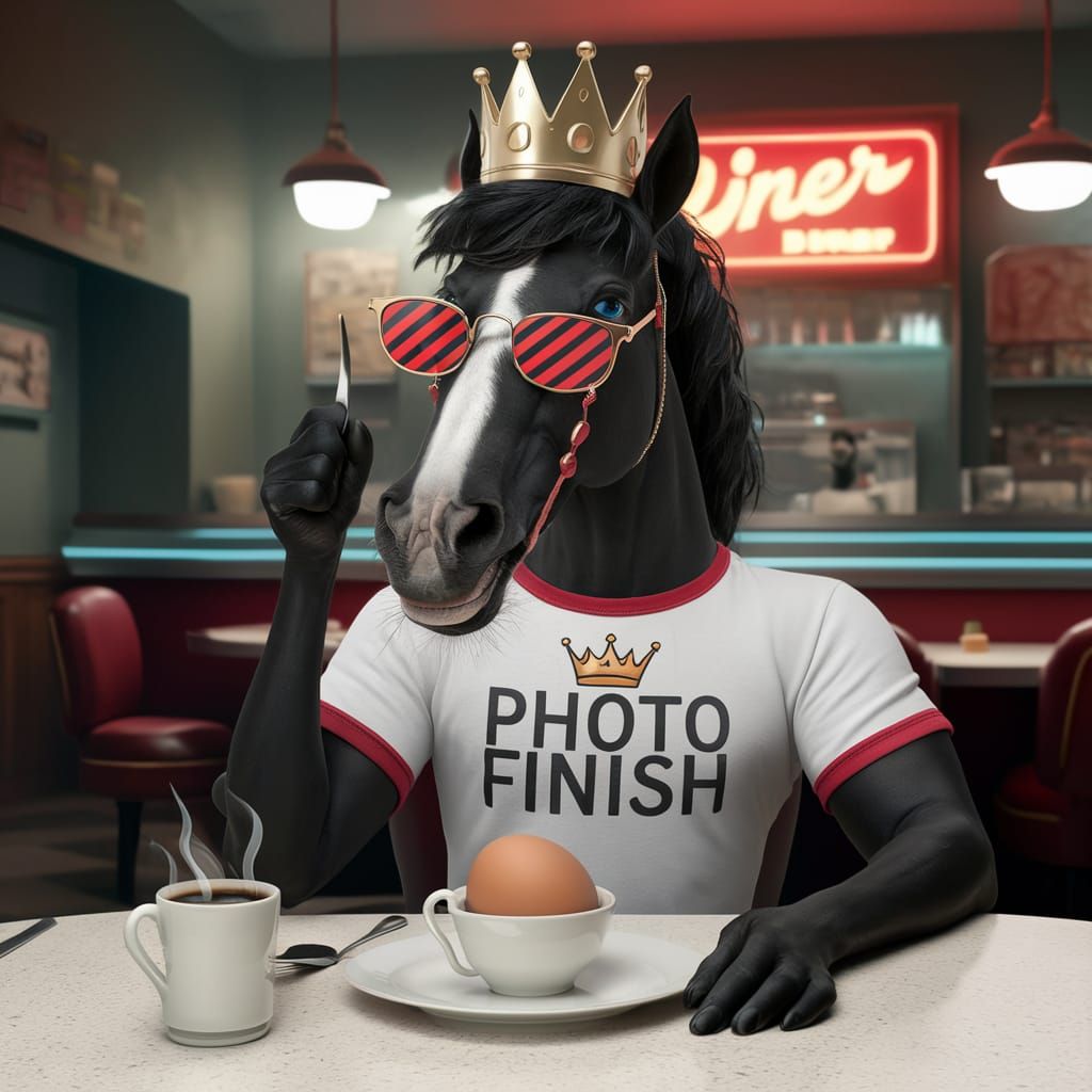 Stylish Cartoon Horse at a 1950s Diner