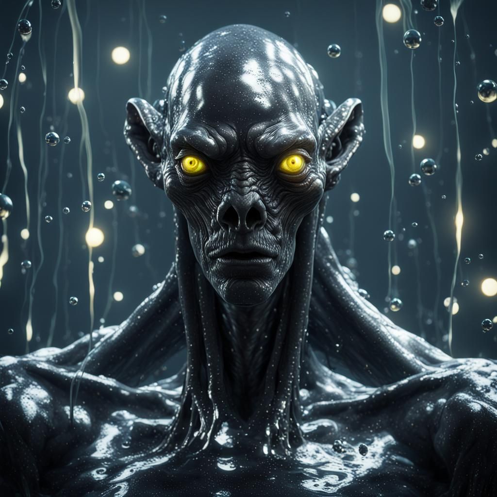 Hyperrealistic Dark Creature Stares Intensely