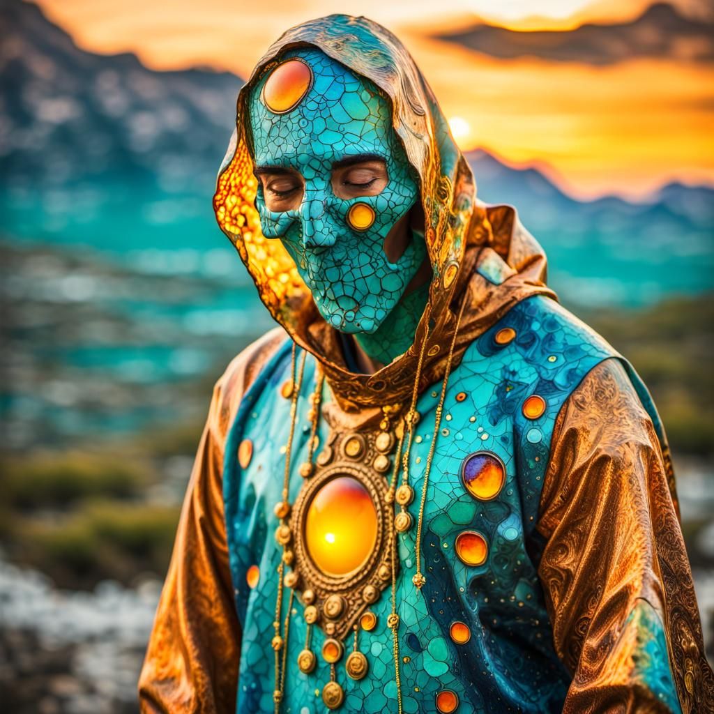 Cosmic Figures in Dreamscape Landscape