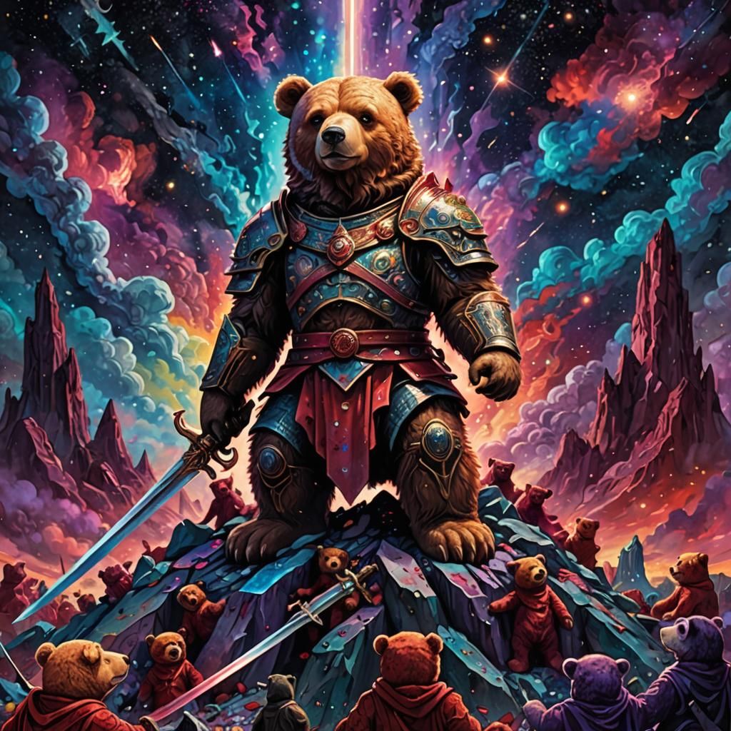 Teddy Bear King on Mound of Bodies: Astral Art