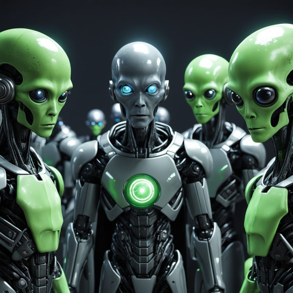 AI Cyborg Pastor Preaching to Extraterrestrial Aliens