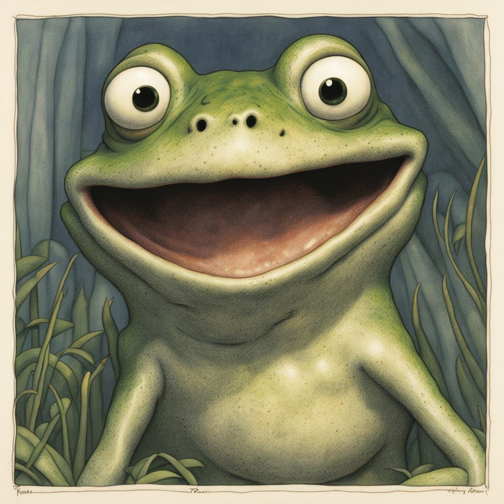 Surprised Frog in Storybook Art Style
