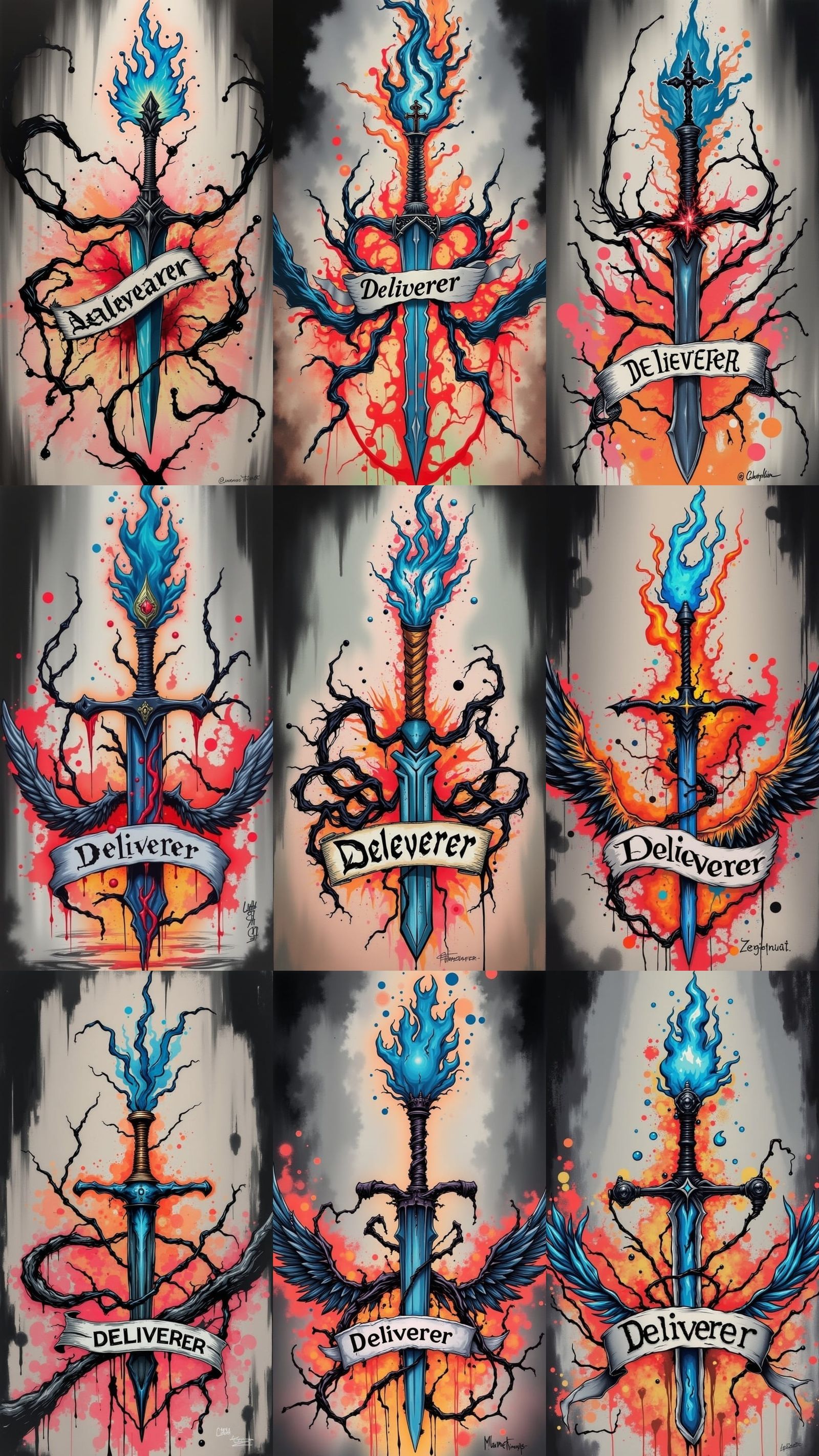 Mystical Deliverer's Blue Flaming Sword in Dark Majesty