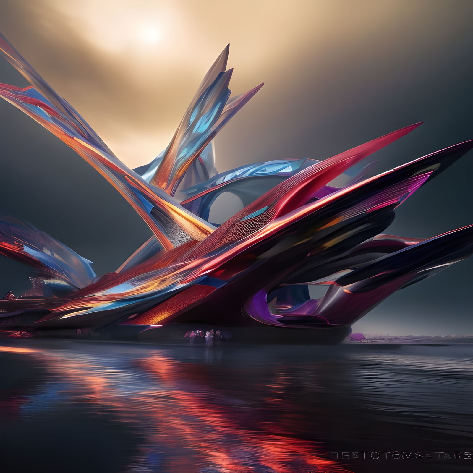 Colorful Monumental Architecture in Hyperrealism Style