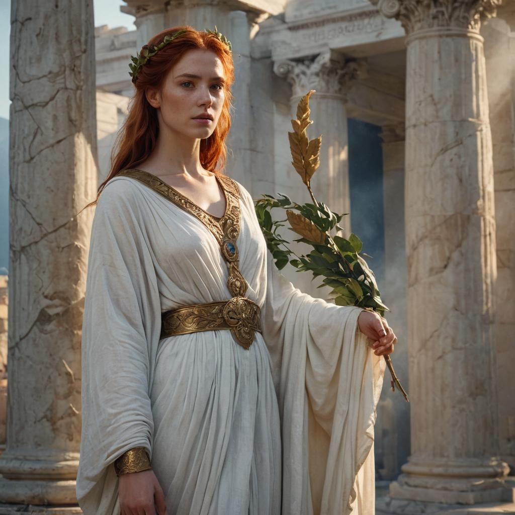 Red-Haired Greek Heroine in Golden Light