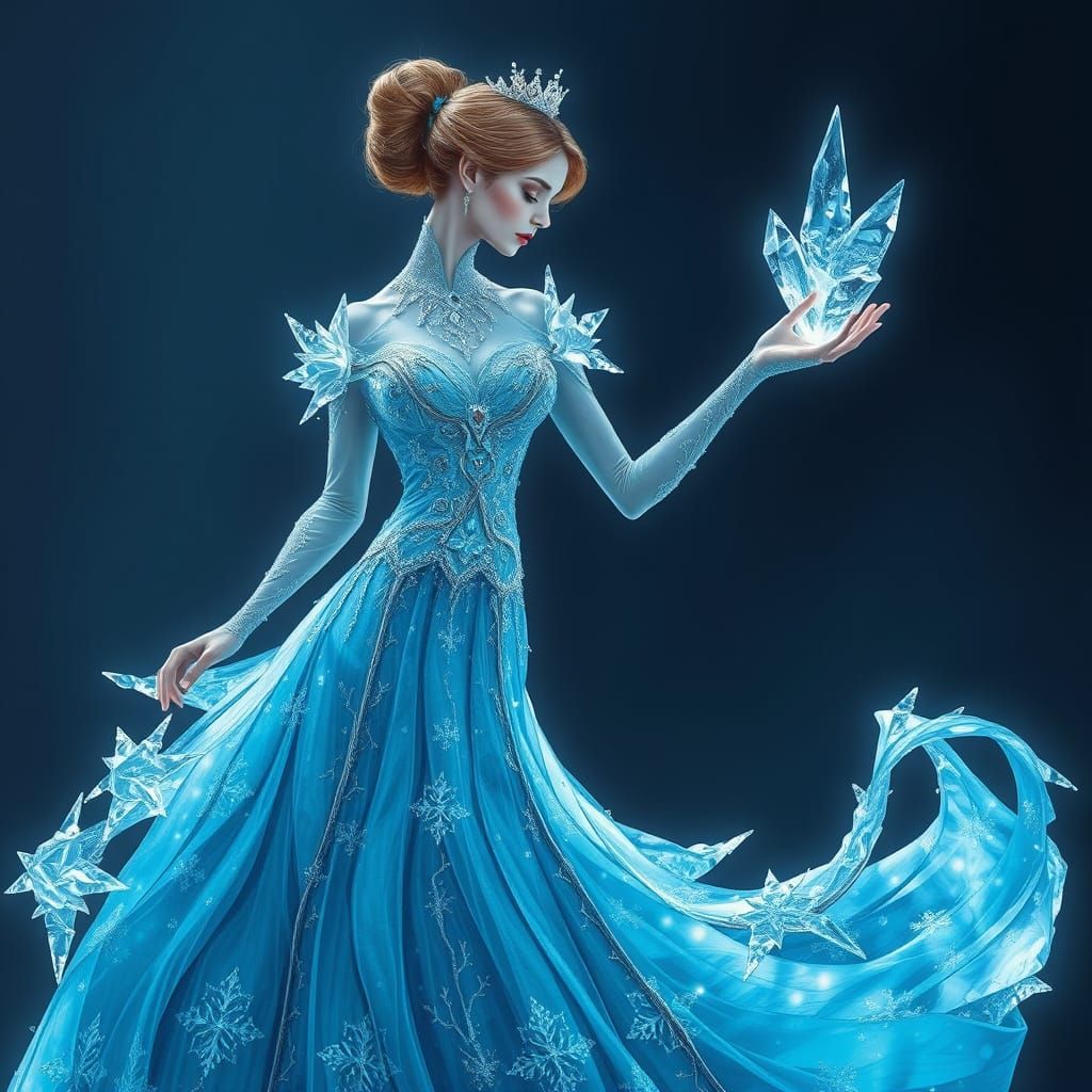 Regal Princess in Icy Gown, Frozen Aura