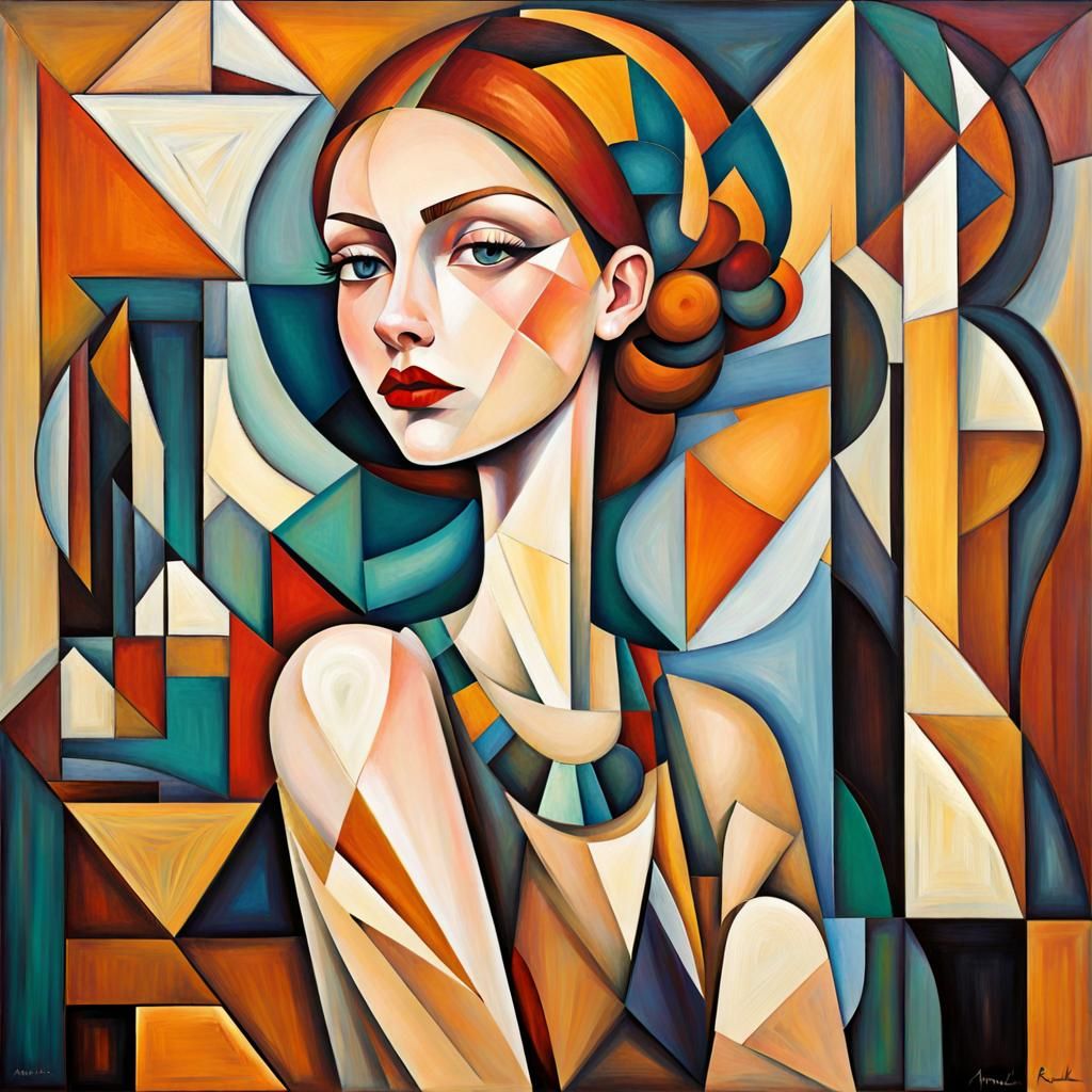 Cubist Deco Bohemian Abstract Composition
