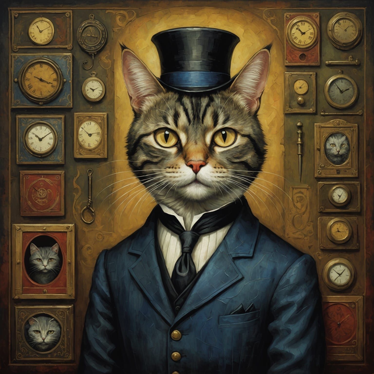 Cat Criminal Mastermind as Textured Oil Painting