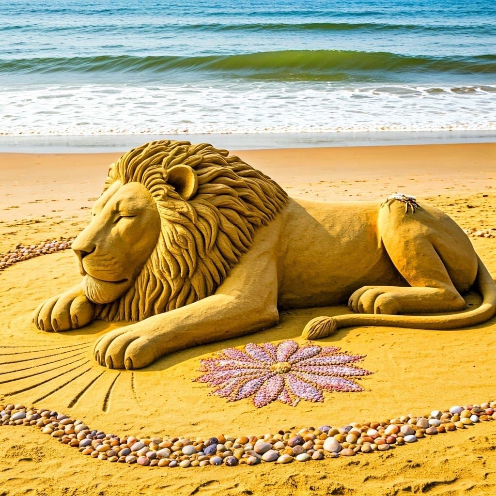 Lion Sand Sculpture