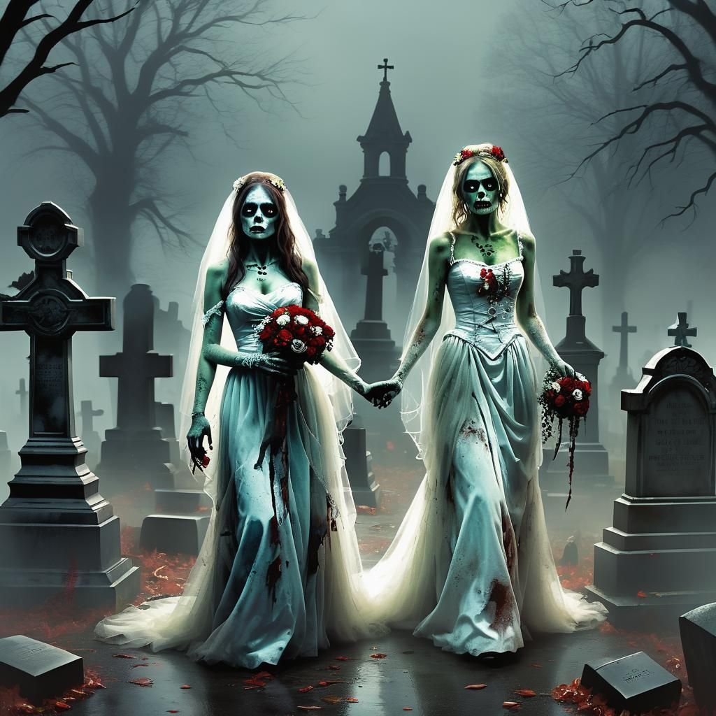 Sinister Zombie Bride in Haunted Cemetery