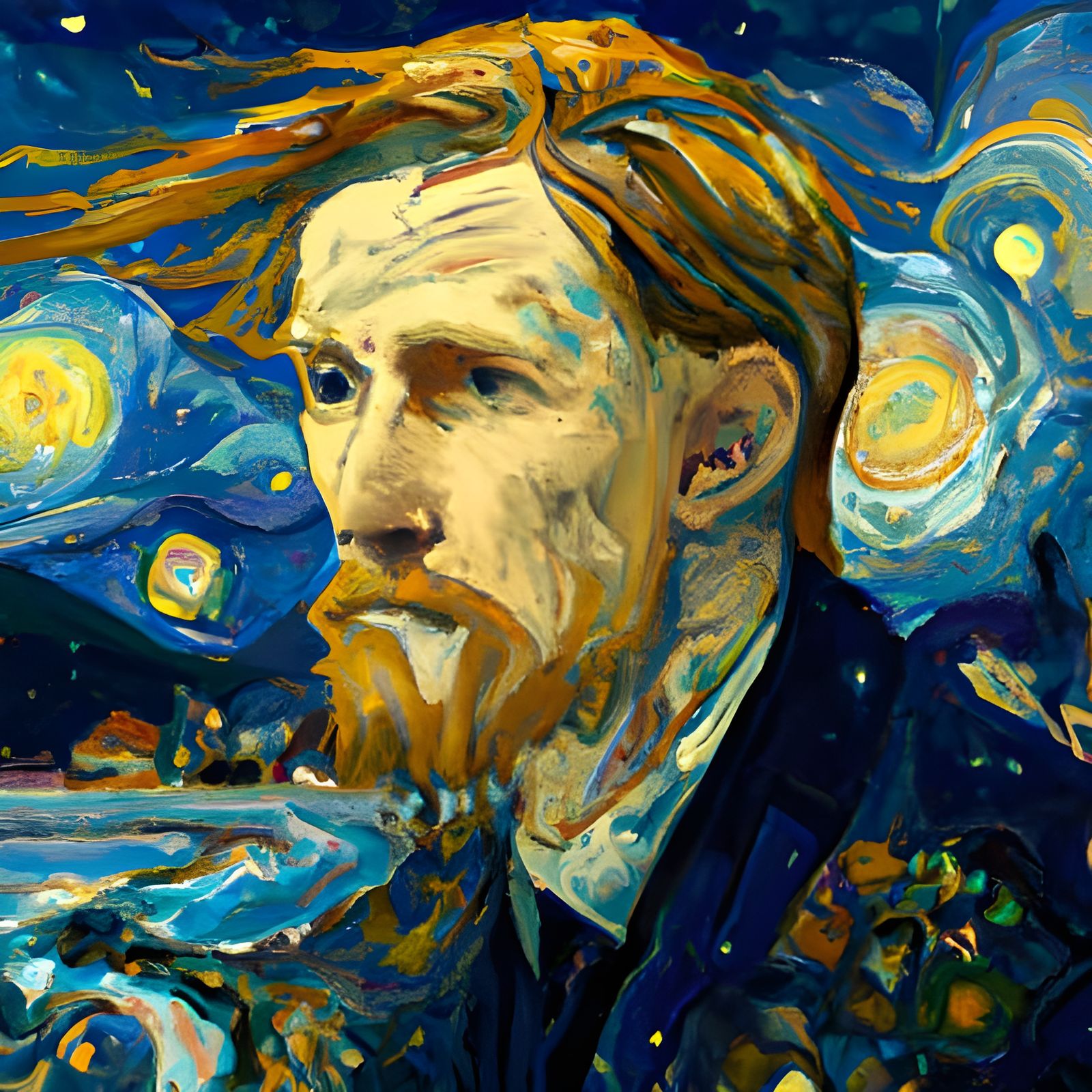 Starry Night Portrait in Miyazaki Style