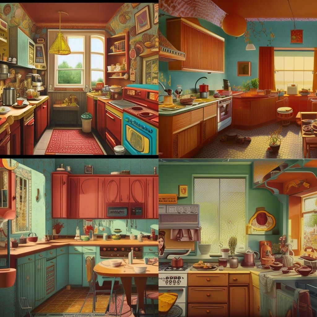 1960s Kitchen Breakfast: Detailed Matte Painting