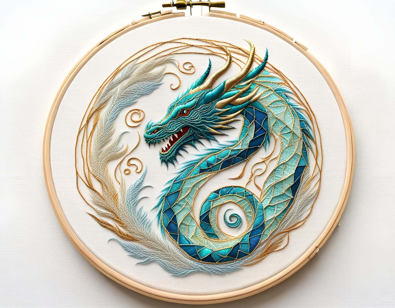 Opalescent Embroidered Dragon in Hoop