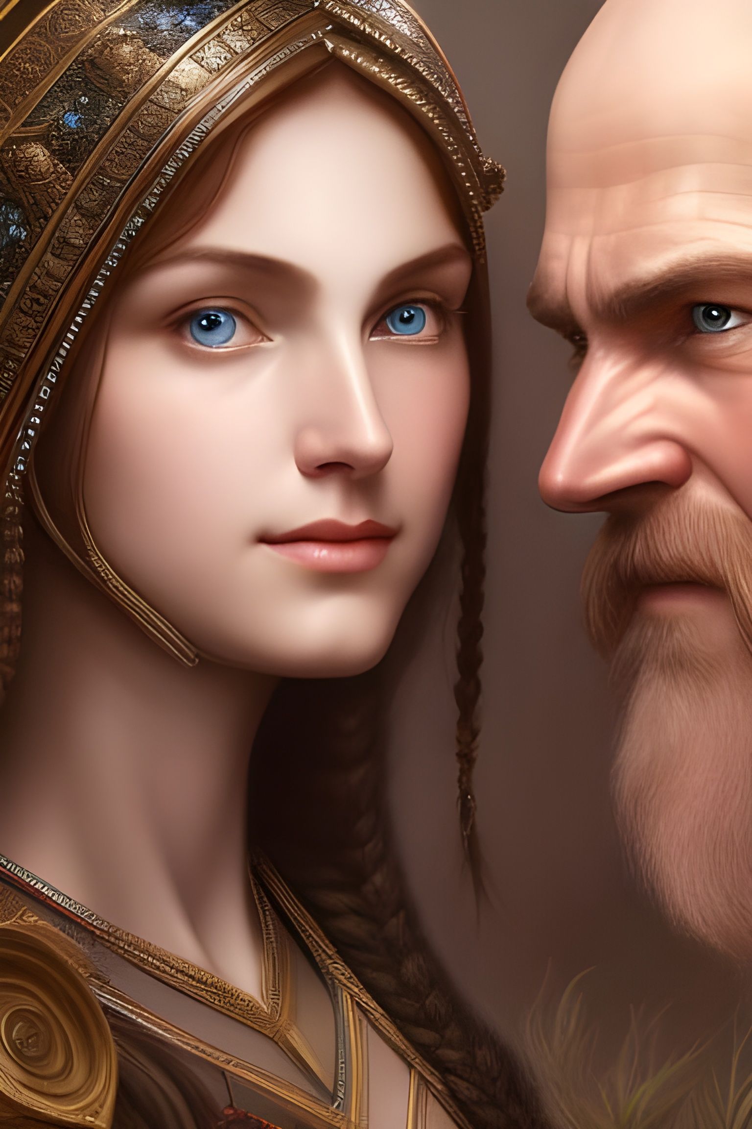 Freyr and Gerdr: Hyperdetailed Portrait of Norse Gods
