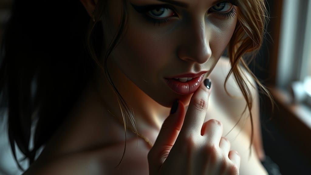 Sultry Woman in Dark Moody Atmosphere