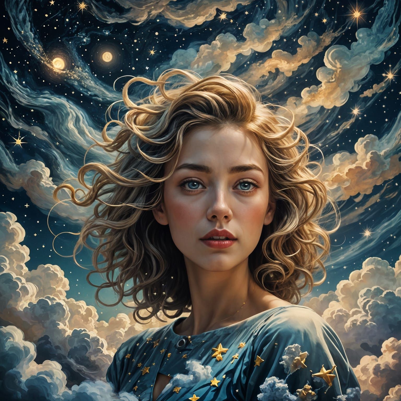 Surreal Starry Night Interpretation