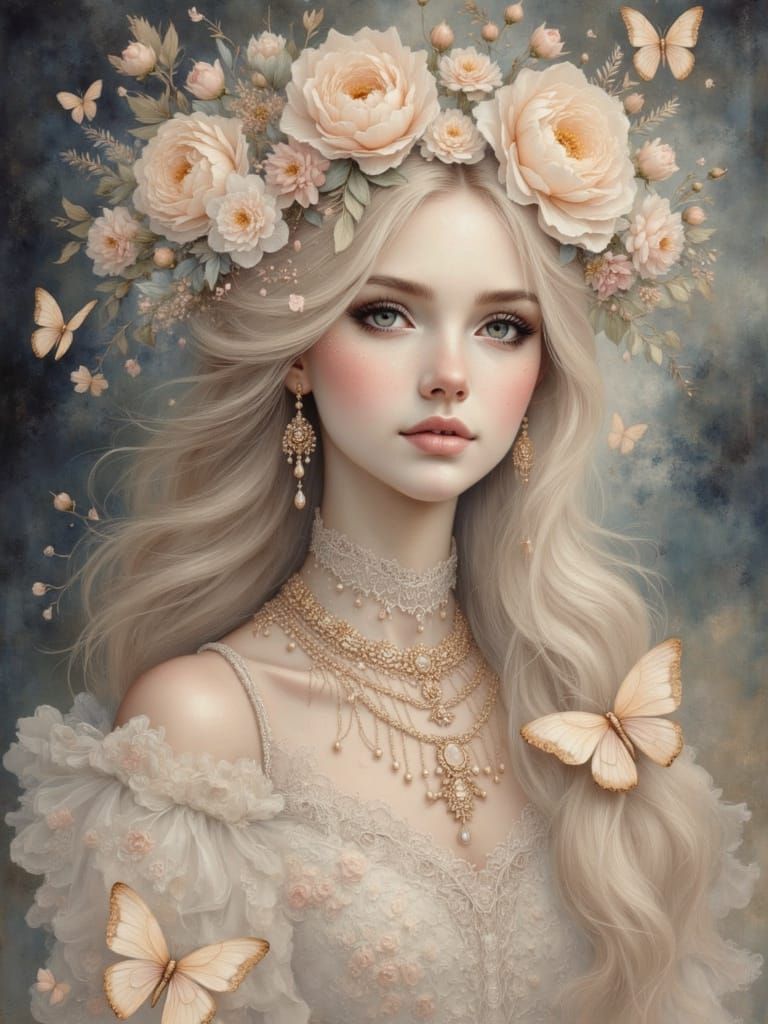 Ethereal Fantasy Portrait of a Girl in Floral Mist