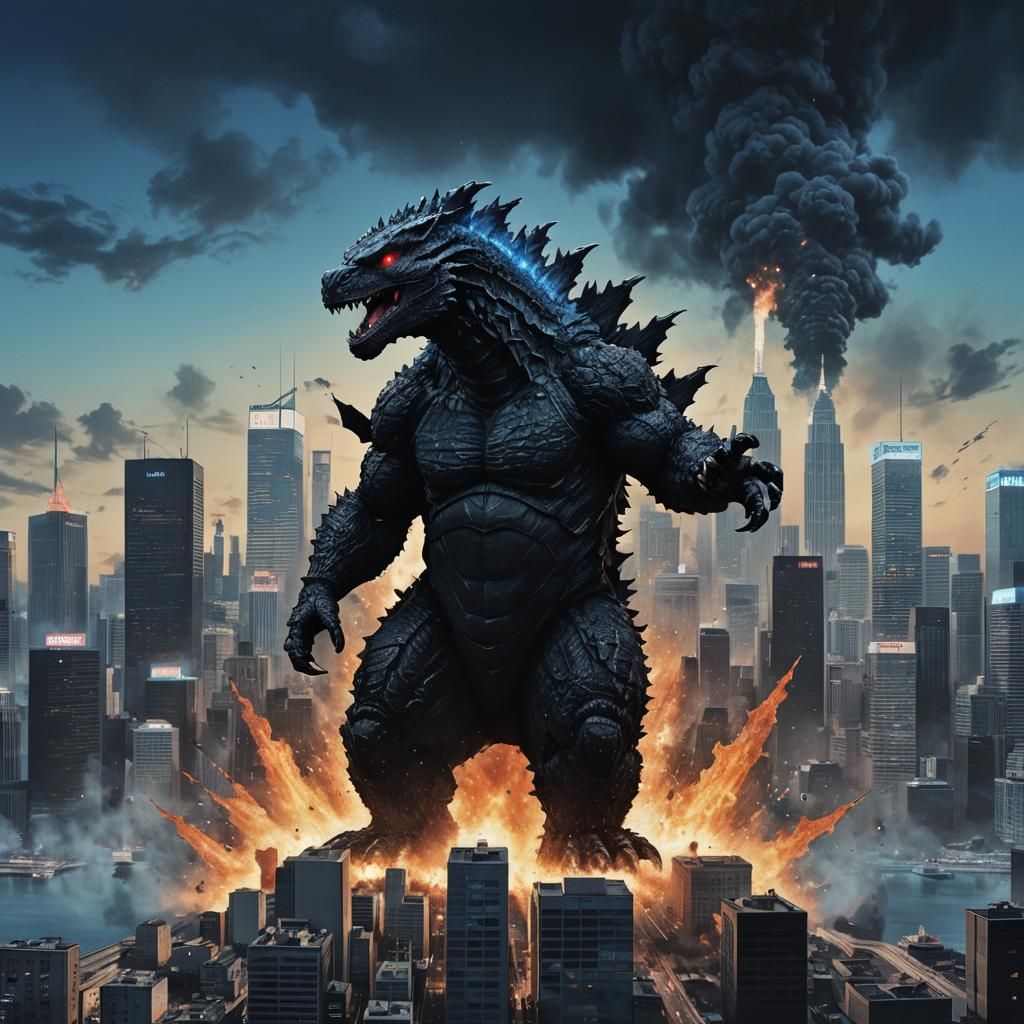 Godzilla App Icon with Blue Gradient Explosion