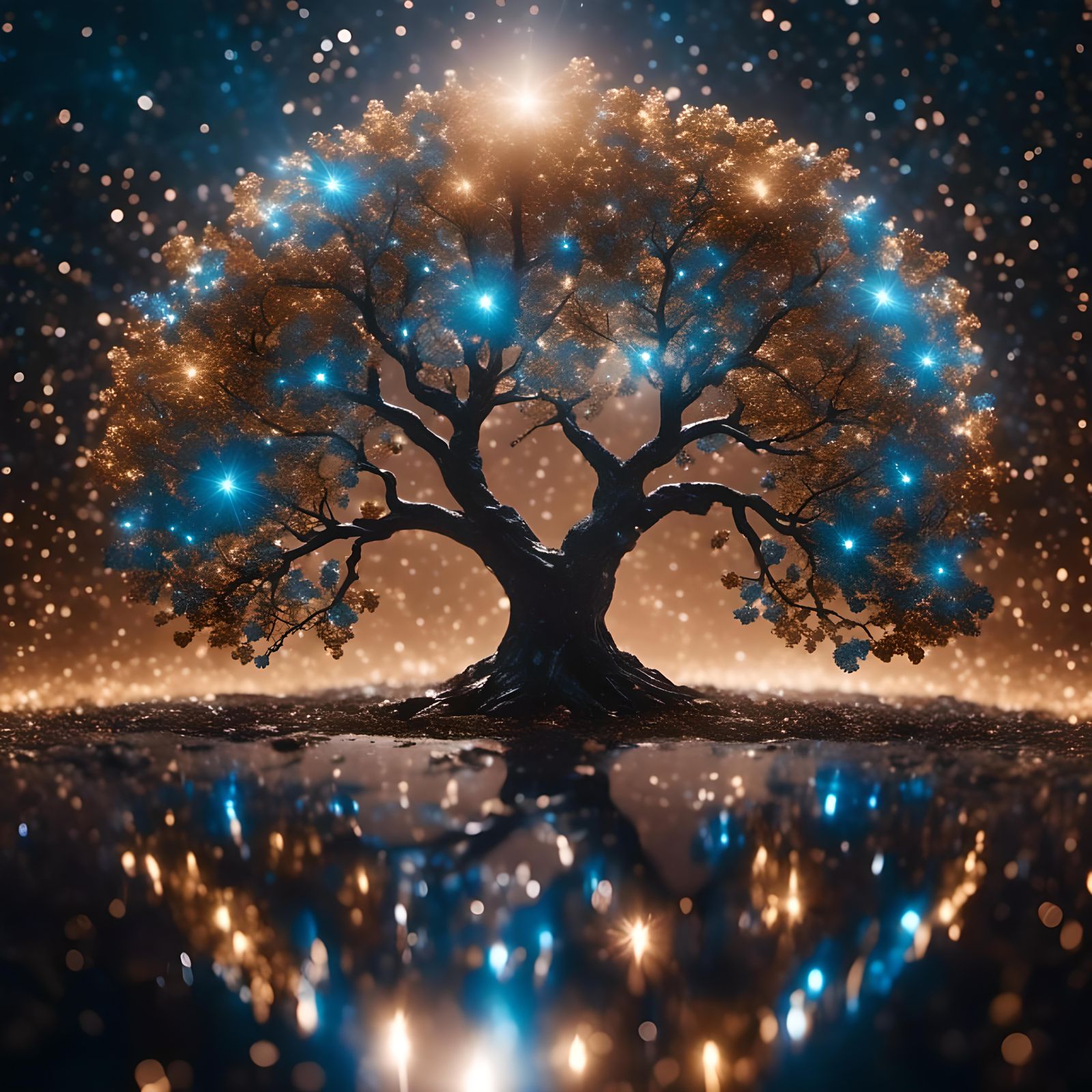 Glowing Tree of Life in Space