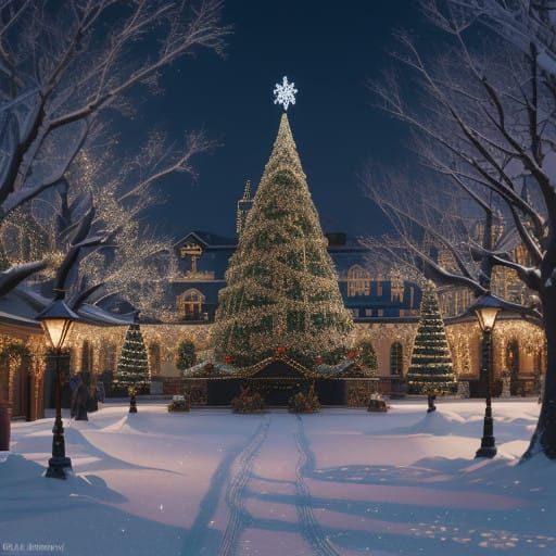 Christmas Eve Cityscape Captured in Hyperrealistic Detail