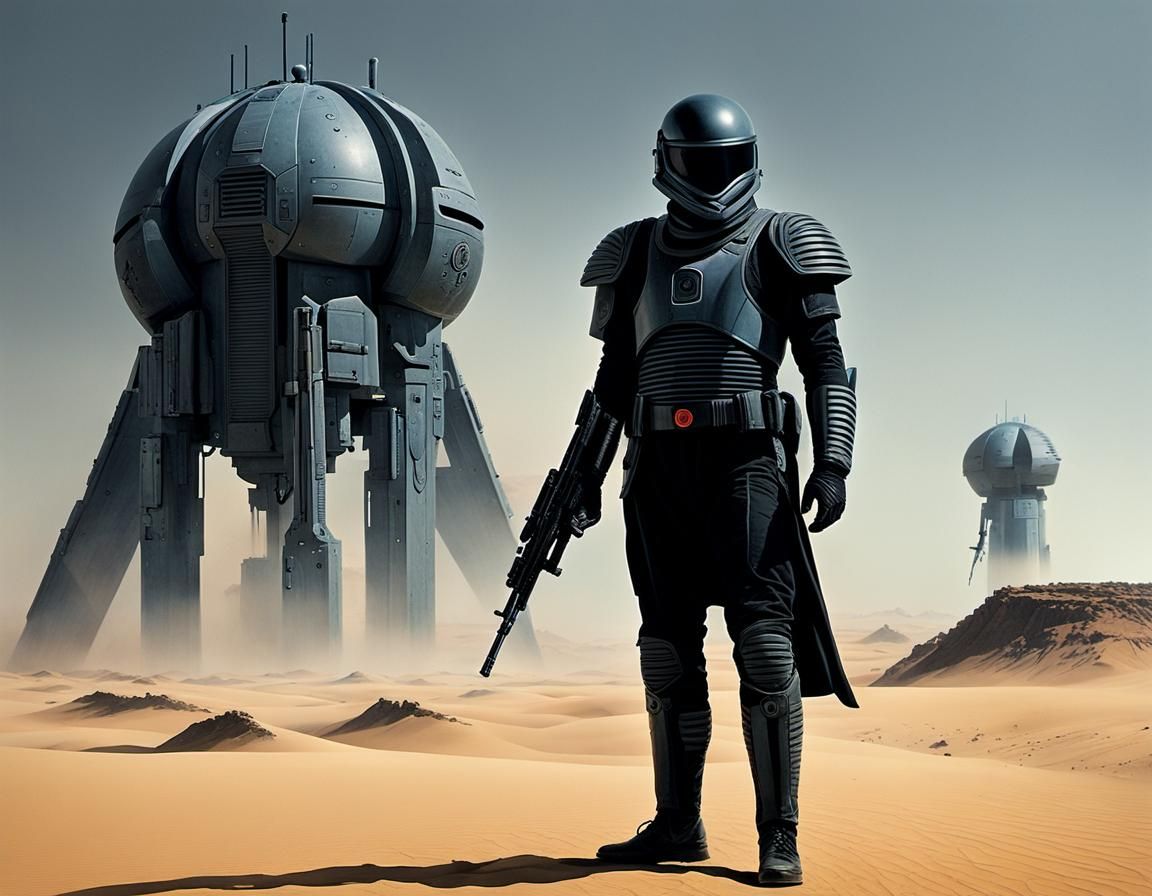 Sardaukar Elite Guard in Futuristic Battlefield