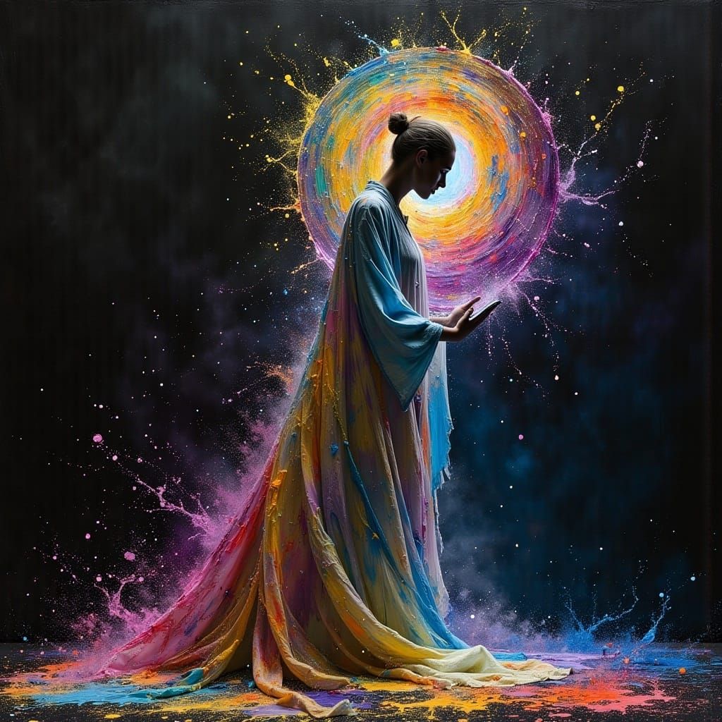 Aurora, Prism Prophetess in Dark Oil Paint Style