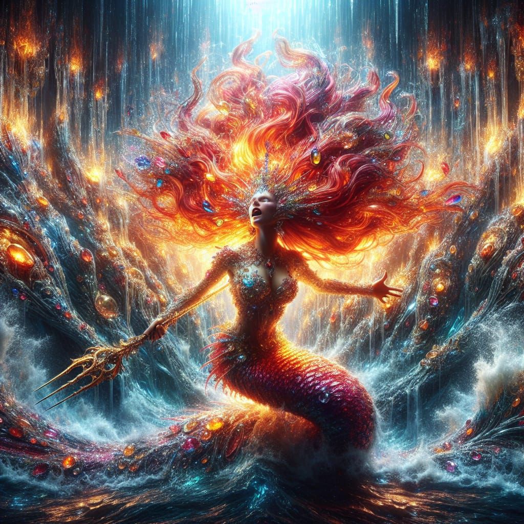 Gemstone Mermaid Queen with Thunder Trident