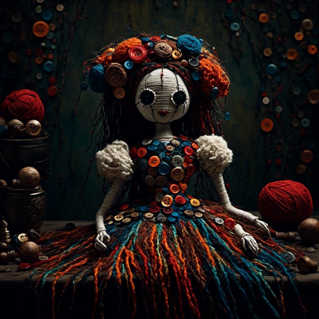 Yarn and Button Voodoo Doll
