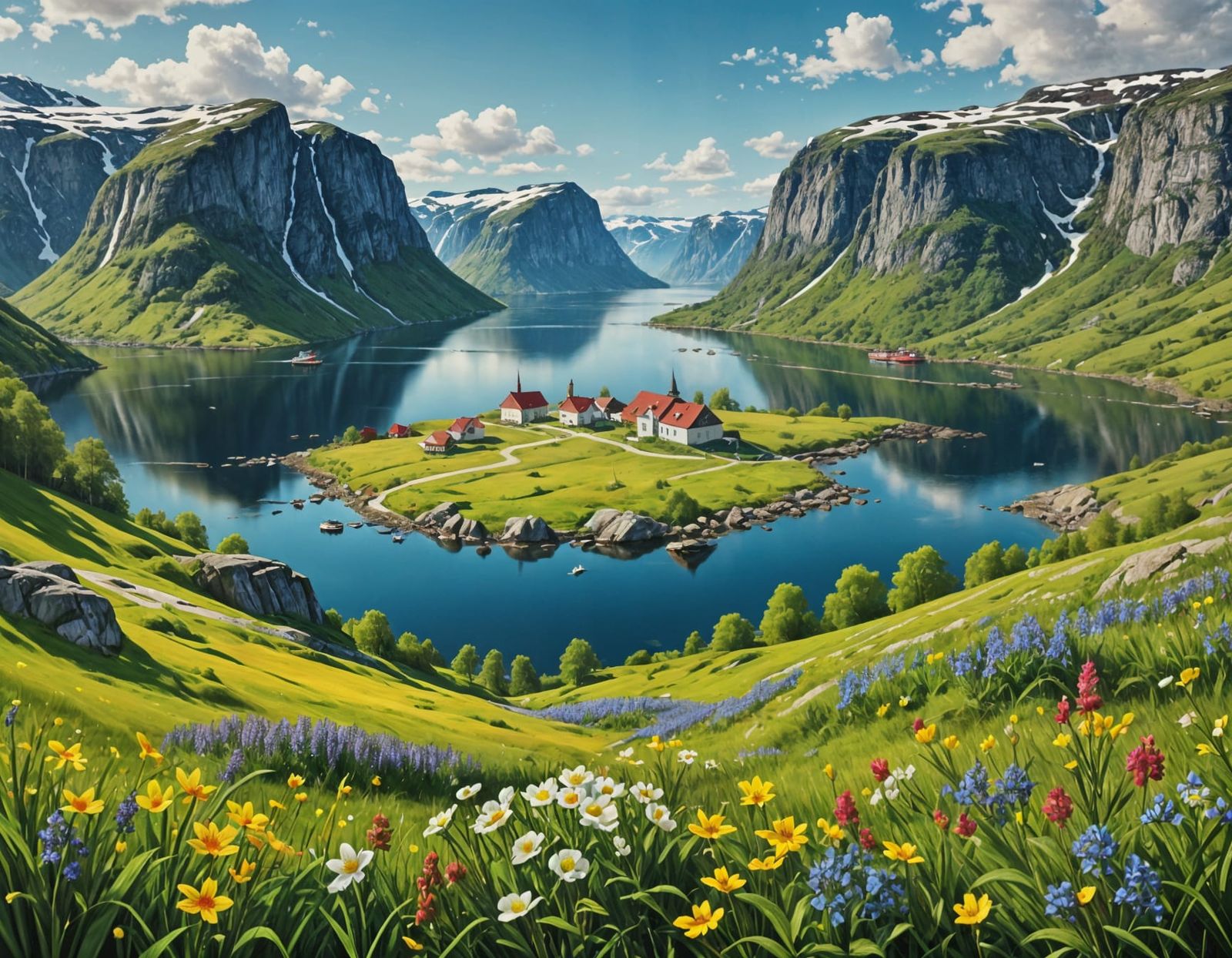Spring in Norway: Flowery Meadows and Fjord