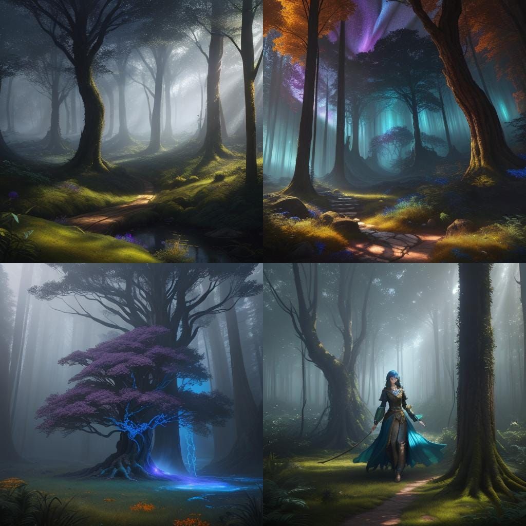 Girl and Magical Portal in Detailed Matte Painting