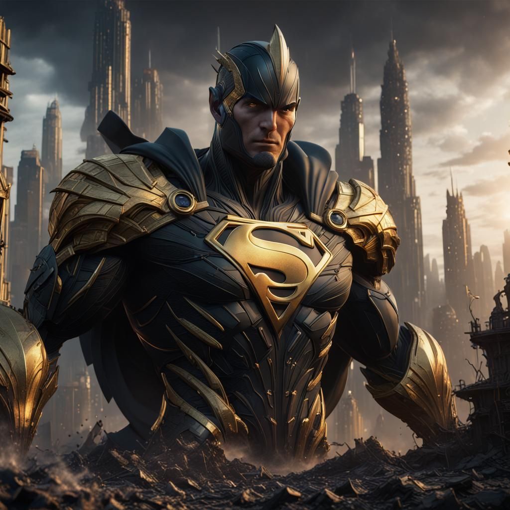 Black and Gold Superman Detailed Matte Painting