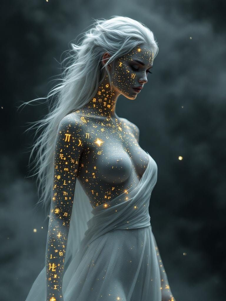 Goddess Covered in Magical Golden Runes