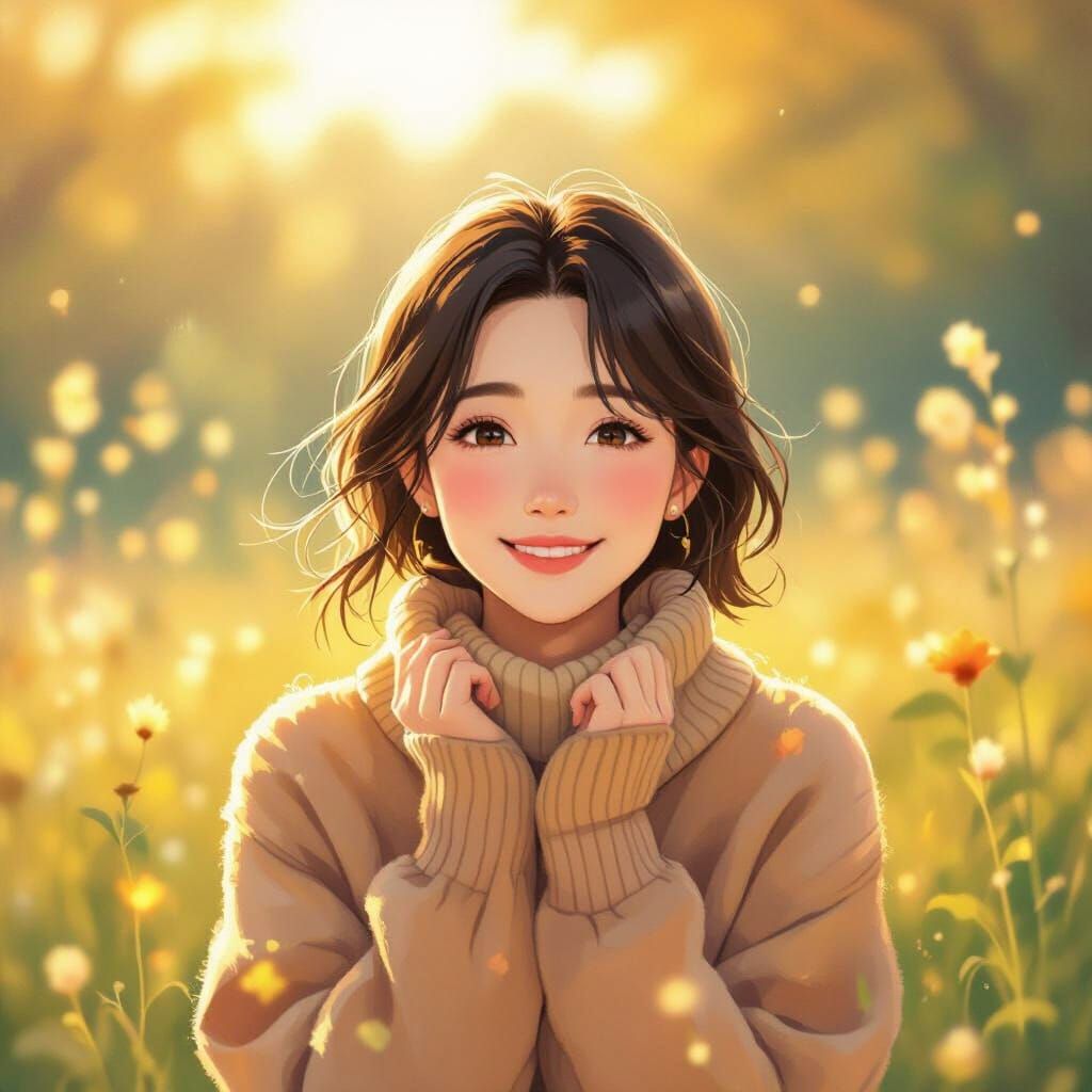 Person in Golden Light, Watercolor Art