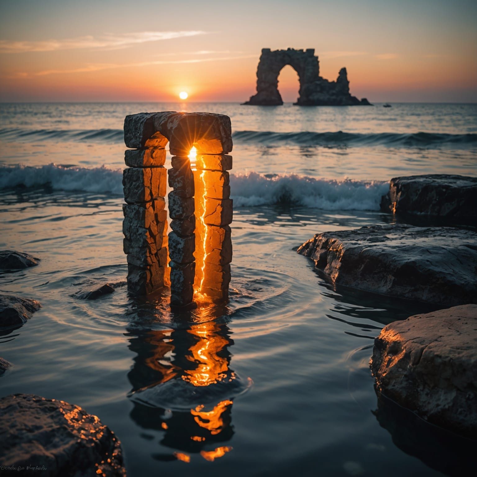 Sinister Ocean Archway with Glowing Cracks