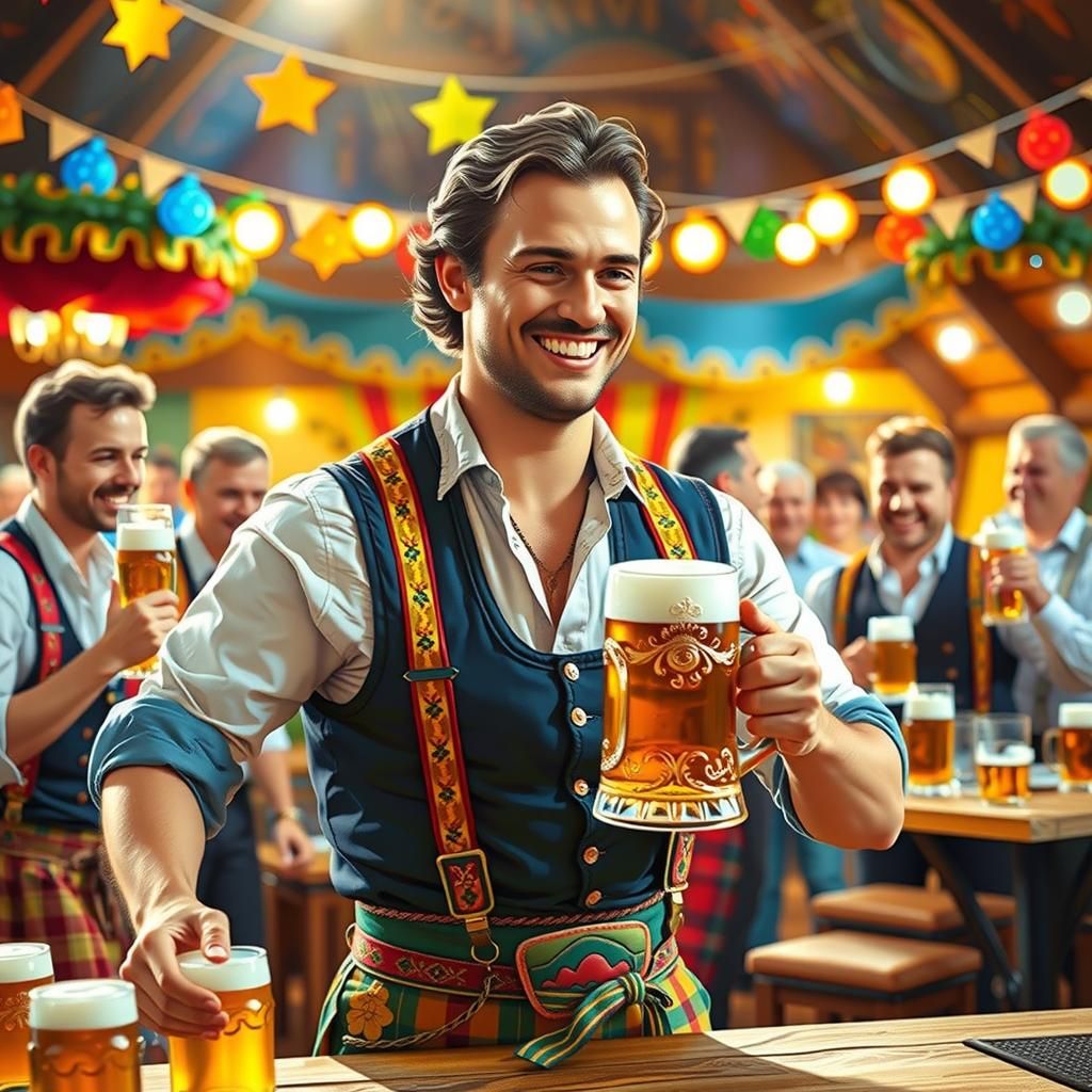 a Bavarian in lederhosen