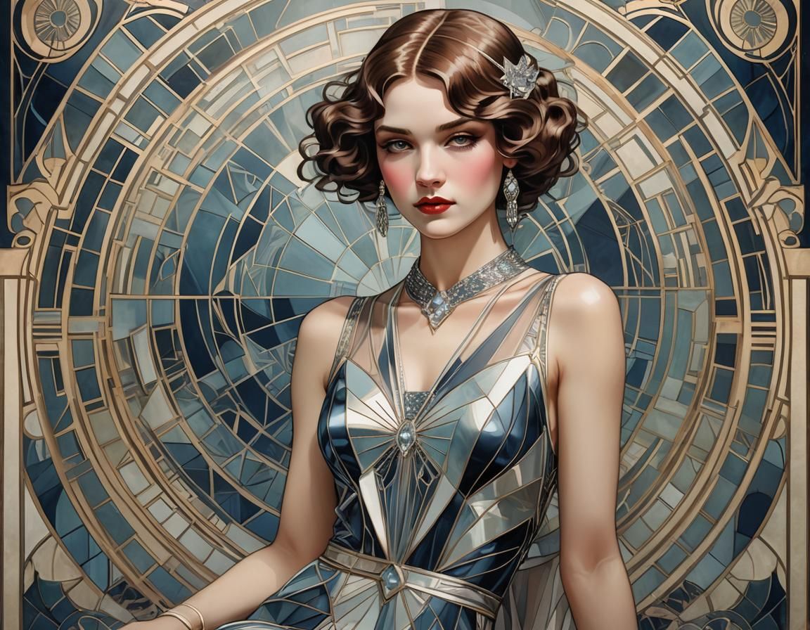 Art Deco Manic Pixie Dream Girl Portrait