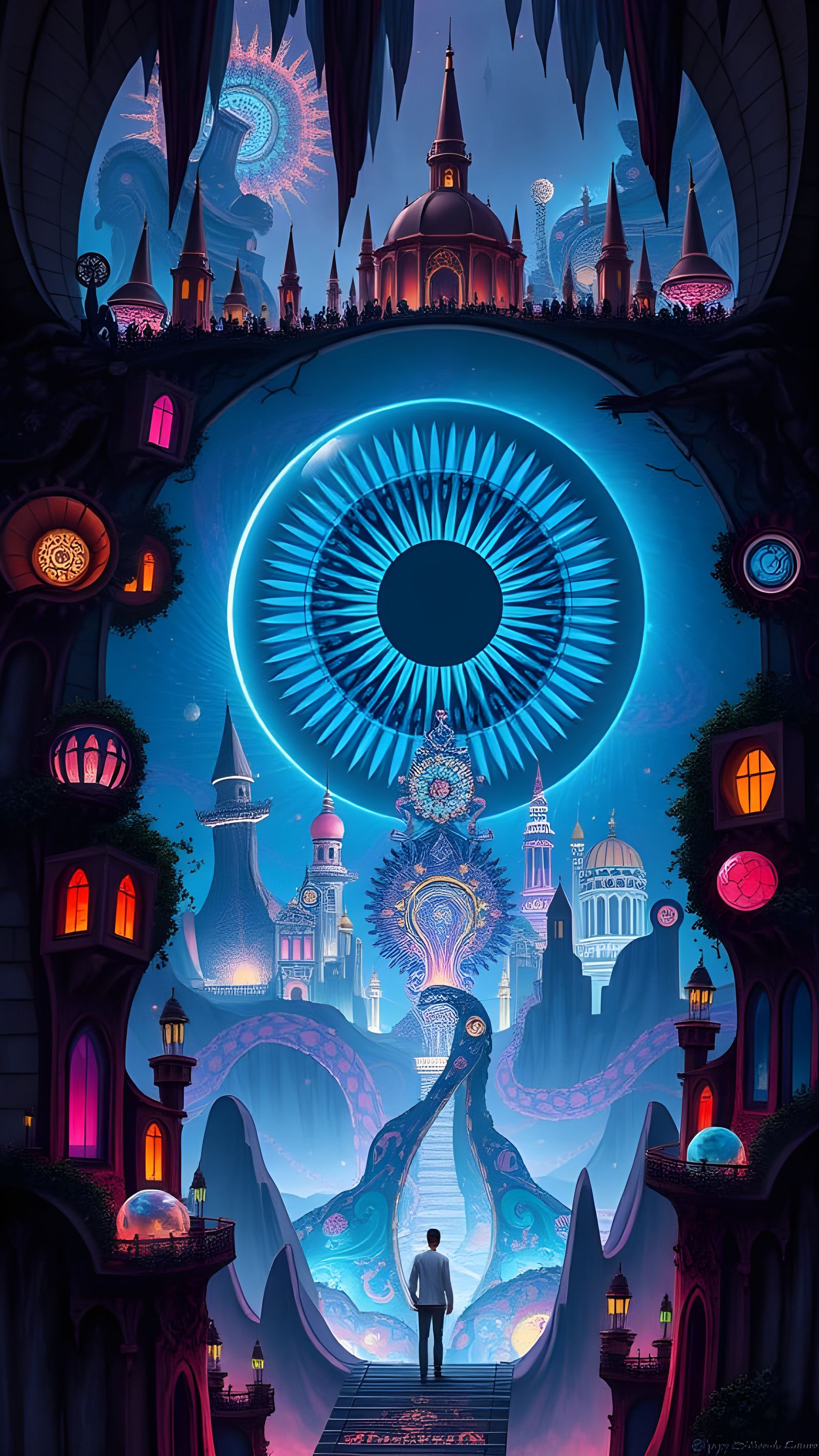 Dark Fantasy City in Fractal Expressionism