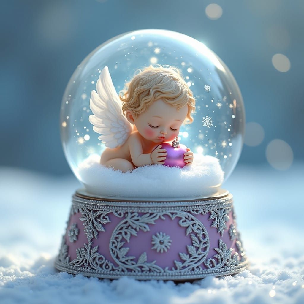 Serenity Angel Snow Globe in Elegant Filigree