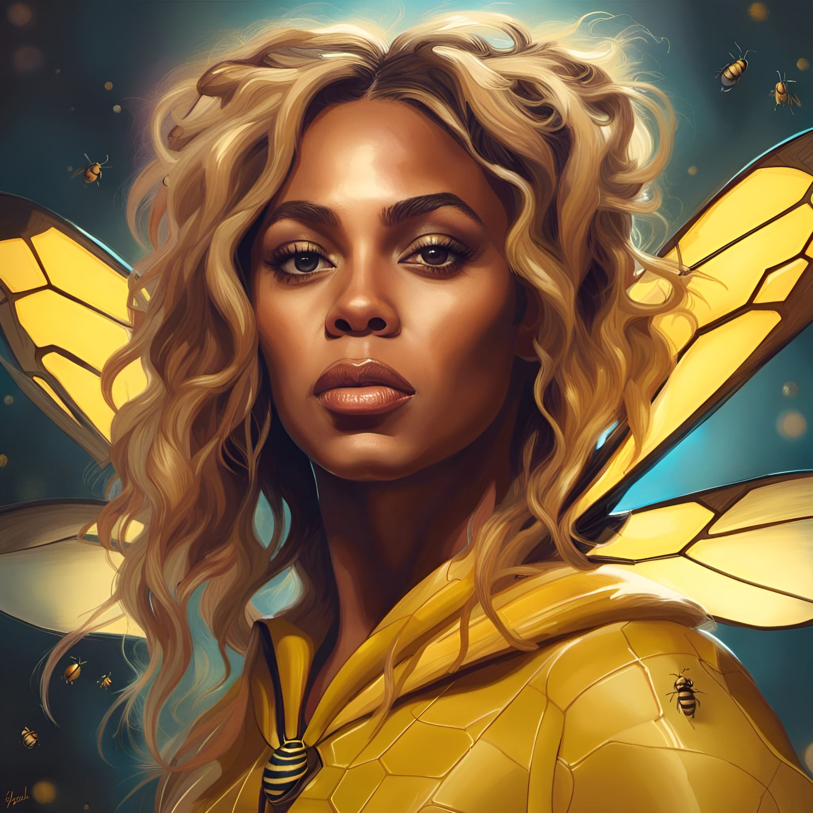 Beyoncé as a Bee: Digital Portrait in Artgerm Style
