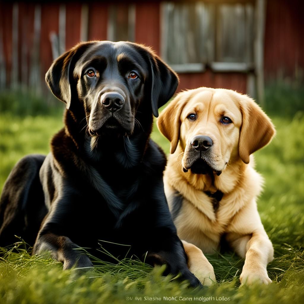 Labradors Portrait in Field, Professional Photography Style