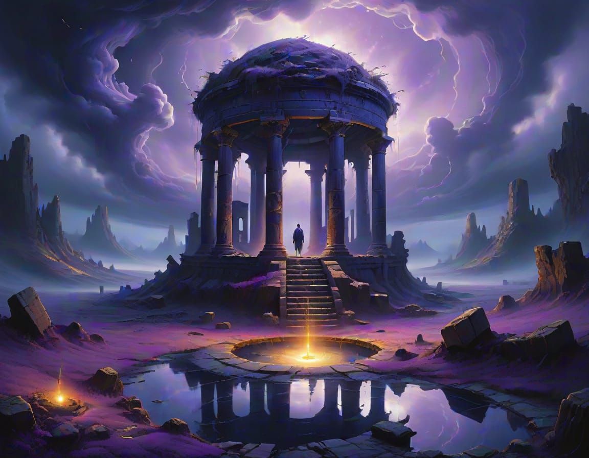 Surreal Well of Souls with Mystical Creatures