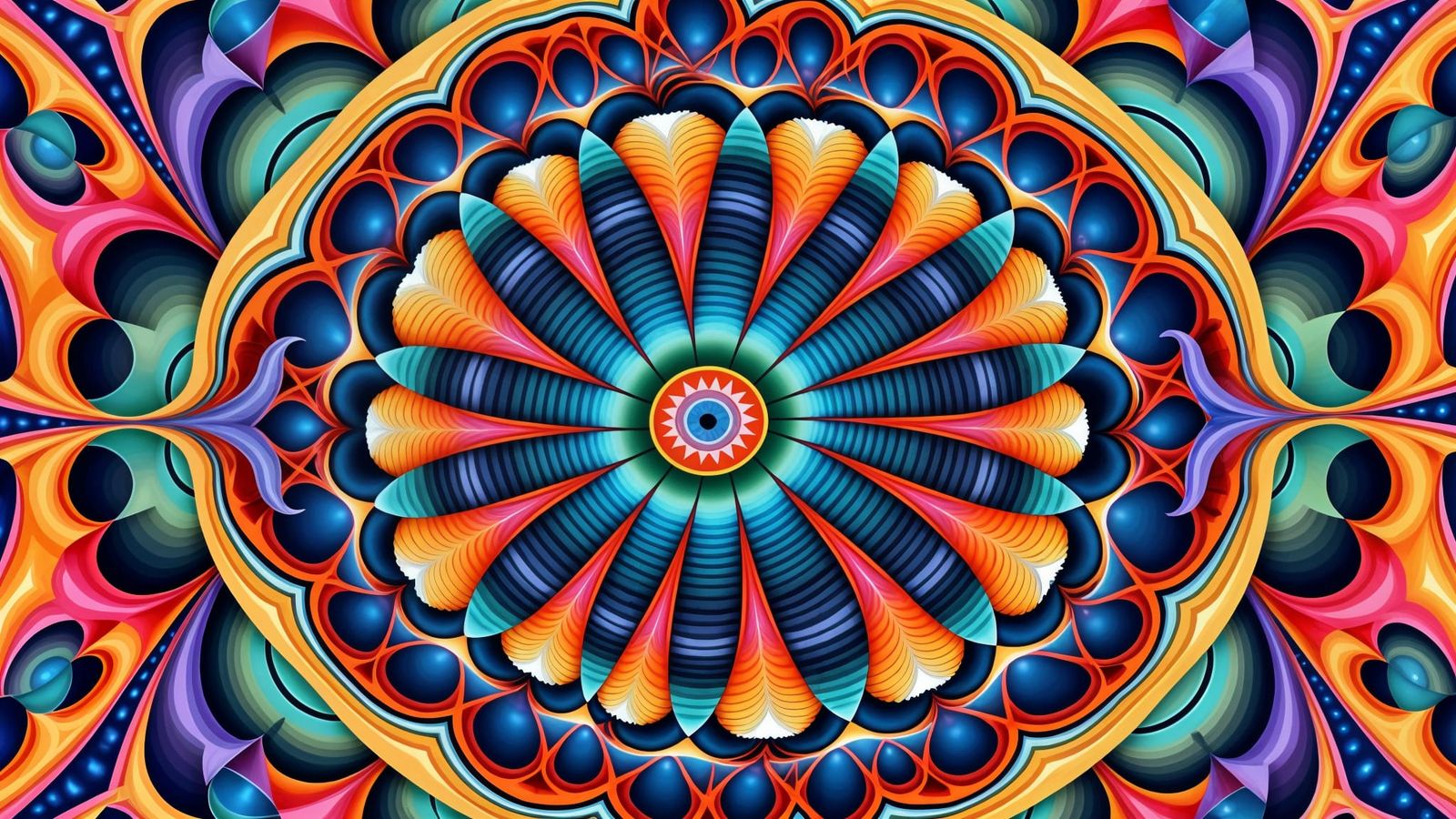 Op-Art Ocean Mandala with Infinite Grids