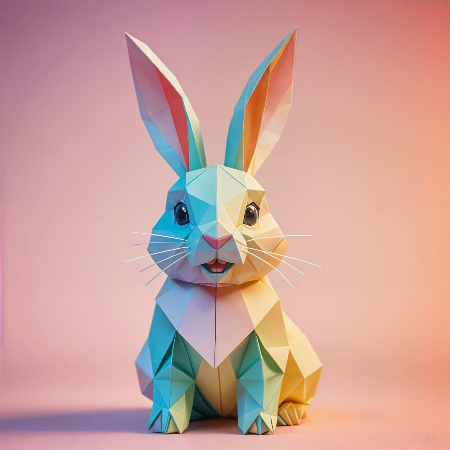 Laughing Bunny Origami Papercraft in Soft Focus