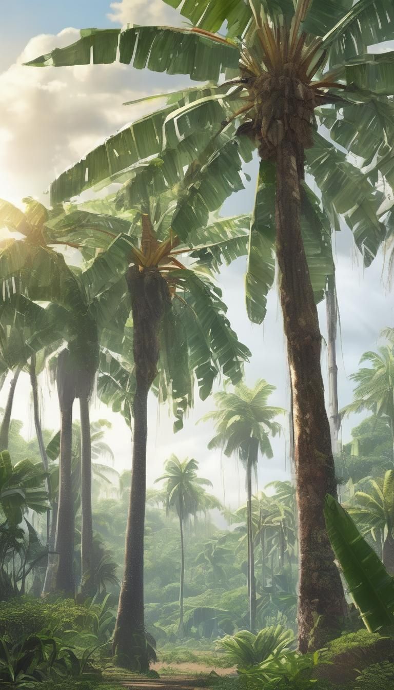 Tropical Forest at Noon with Rain and Sun