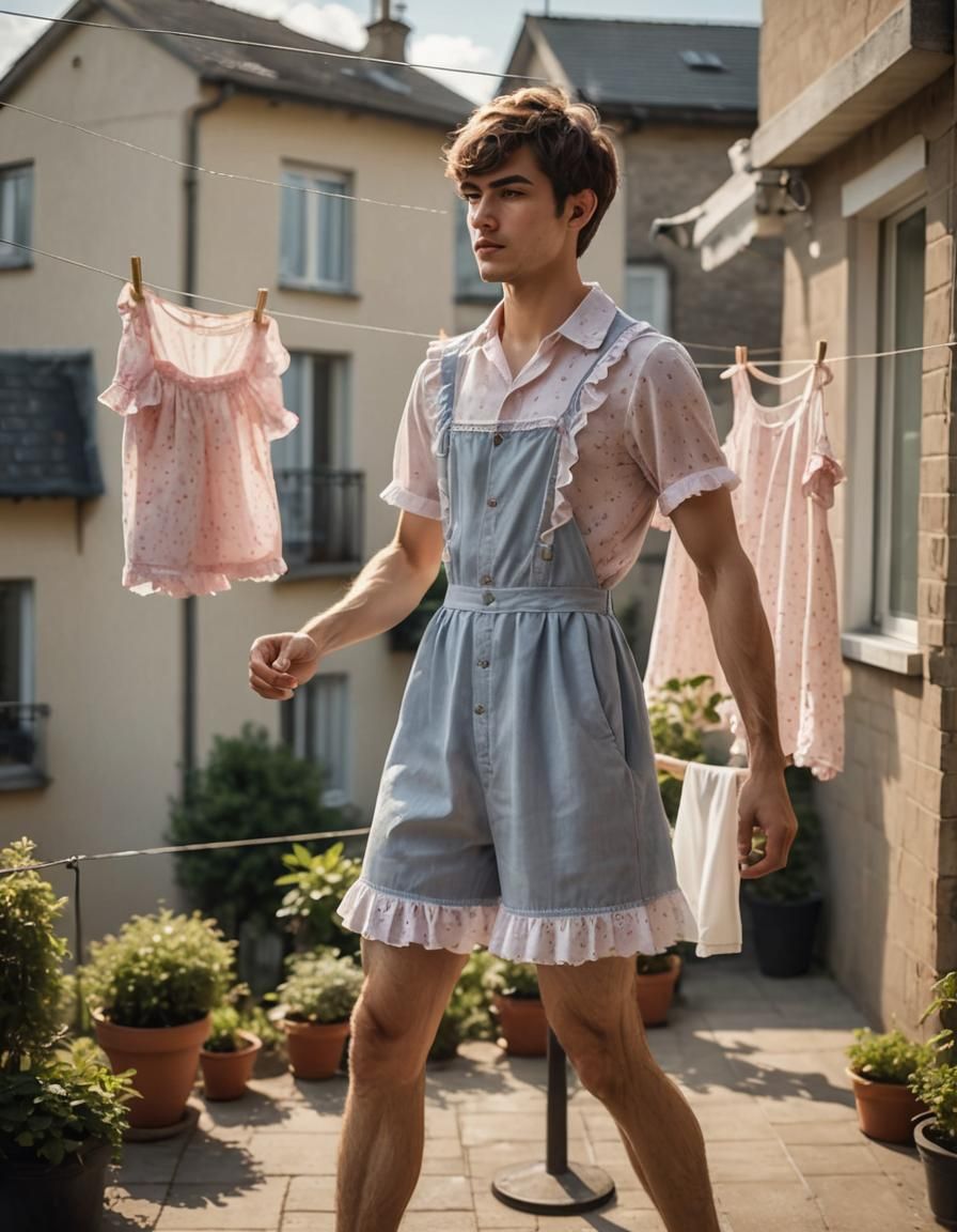 Boy Crossdressing in Frilly Dress, Professional Photography