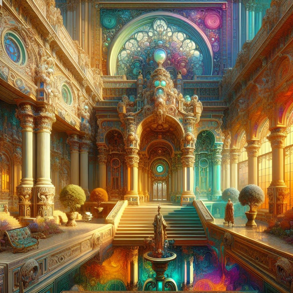 Art Nouveau and Rococo Architecture with Dynamic Lighting
